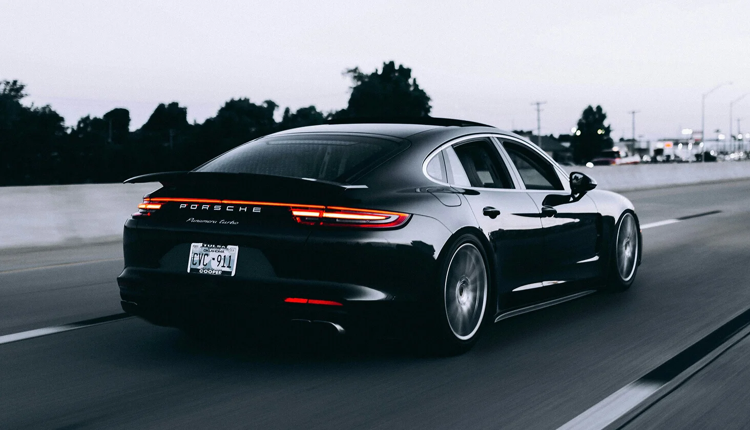 fast porsche car in the road