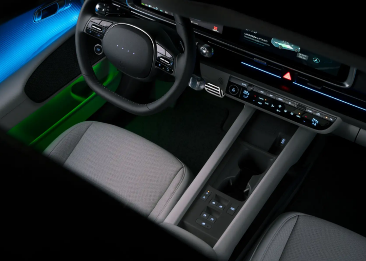 Explore the modern and sleek interior of a futuristic vehicle with advanced dashboard features