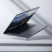 Modern laptop levitating in a minimalist studio setting. Perfect for technology themes