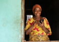 a happy elderly african woman