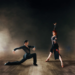 elegant dancers pair dancing on stage