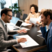 happy diverse business colleagues meeting