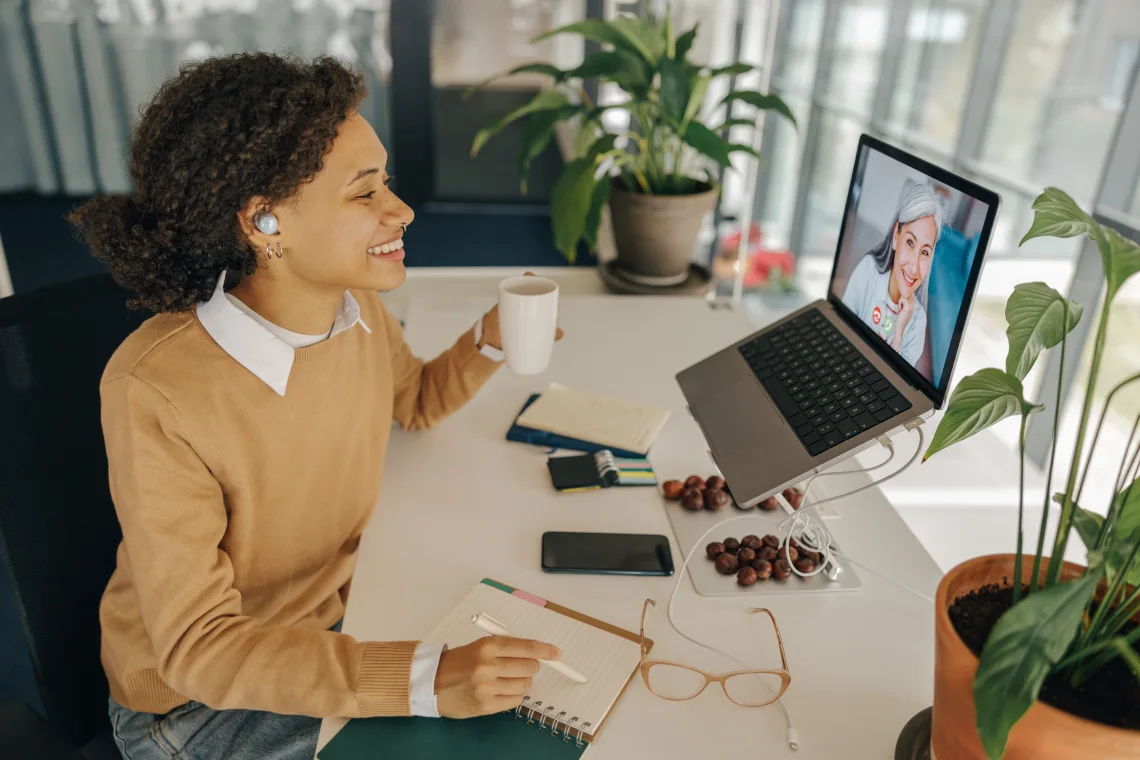 stylish business woman have video conference